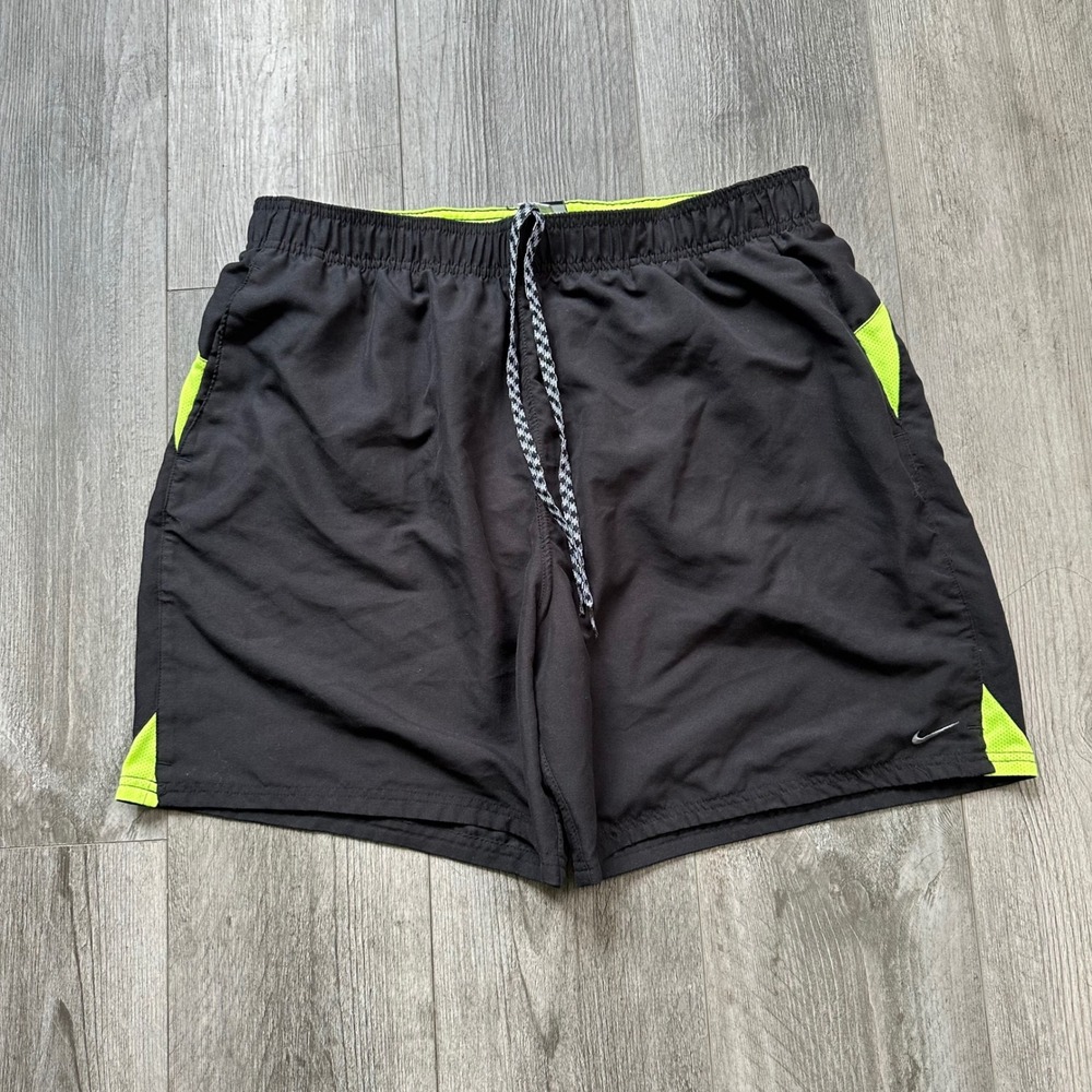 VTG Y2K style Nike black and neon green board shorts swim XL mens swoosh